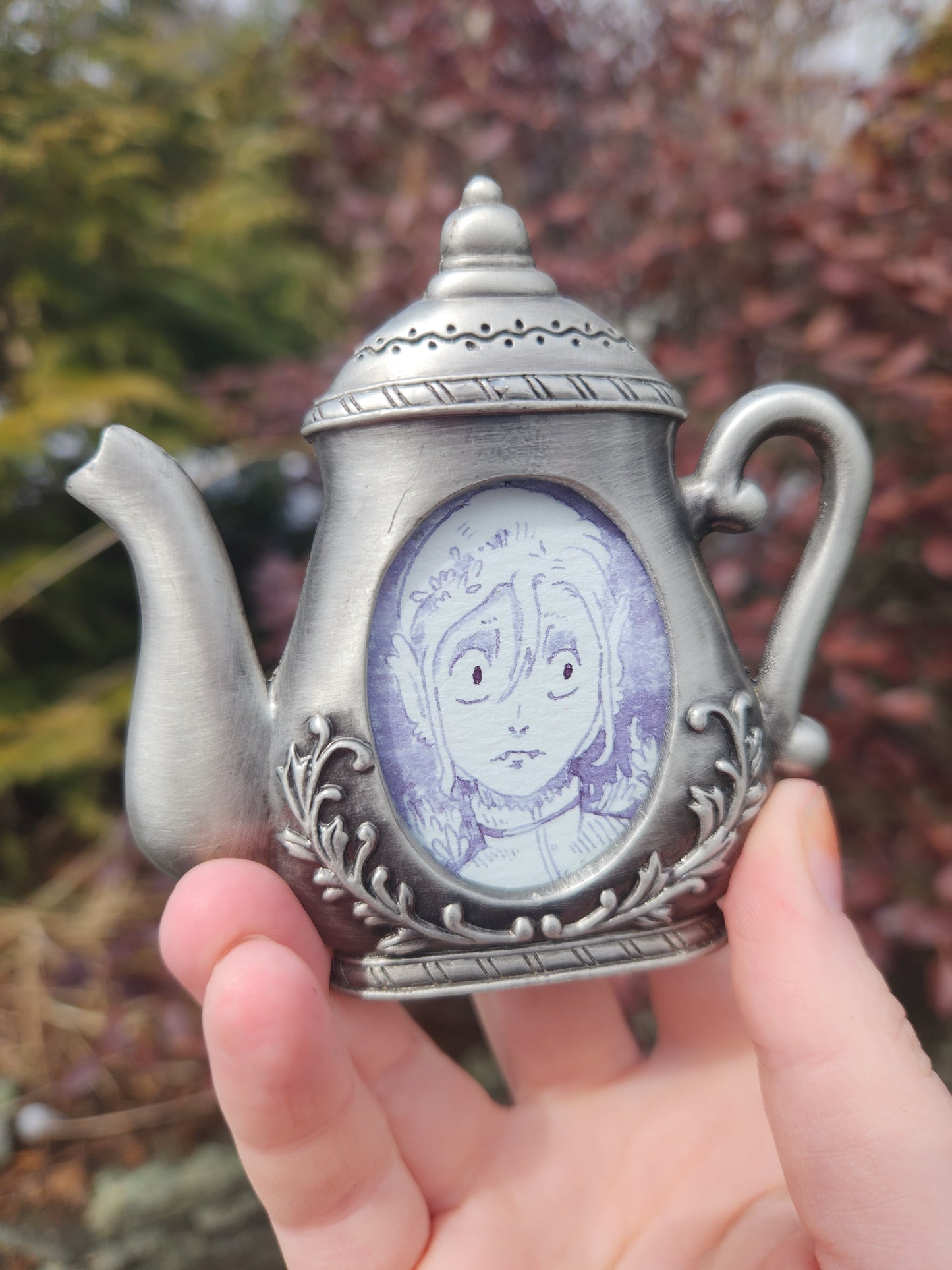 Teapot Vampire Ink Drawing Original