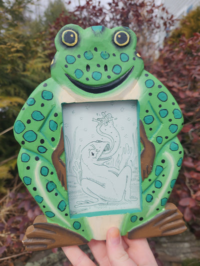 Frog Ink Drawing with Frame Original