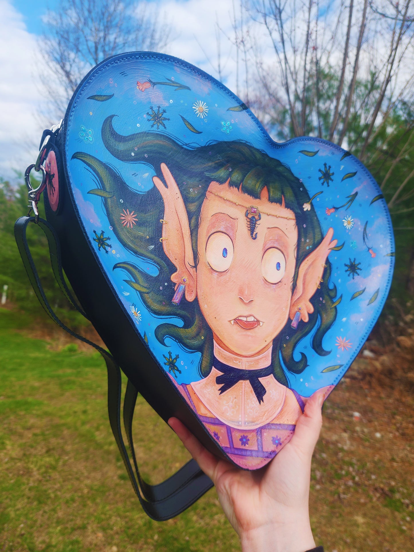 Scorpion Vampire Leather Heart Bag