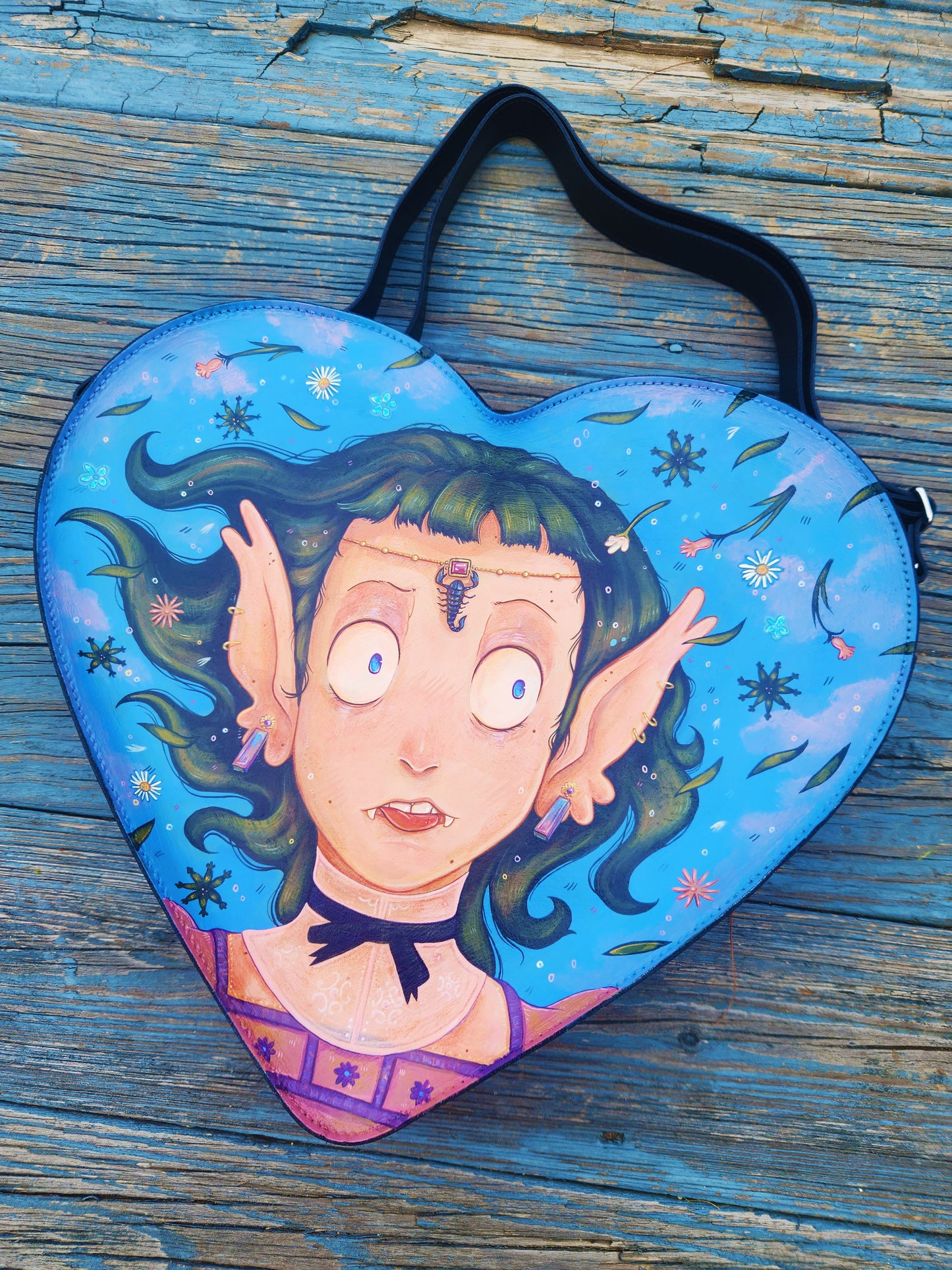 Scorpion Vampire Leather Heart Bag