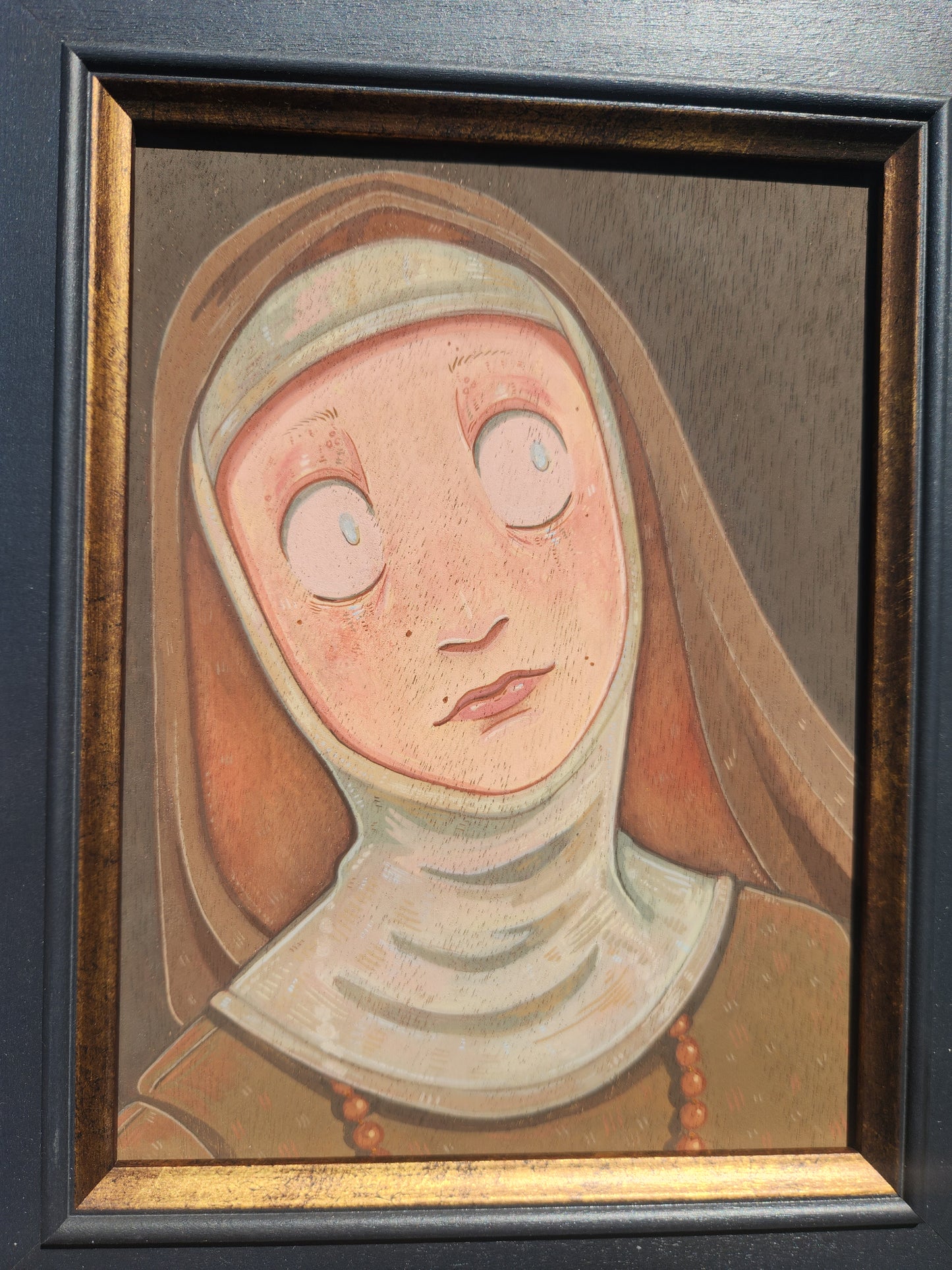 Solemn Medieval Nun with Beads Original