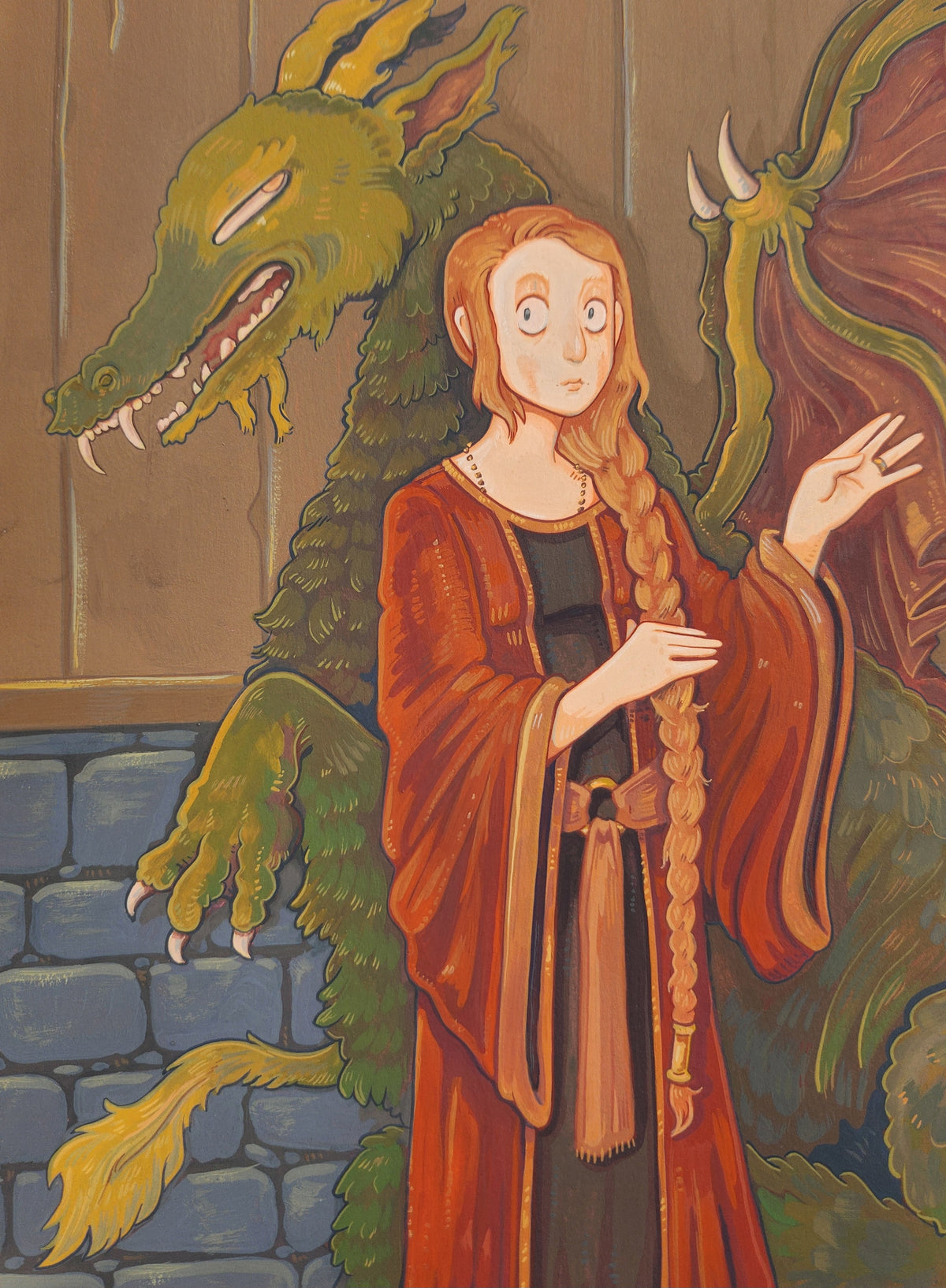 With the Dragon Gouache Original