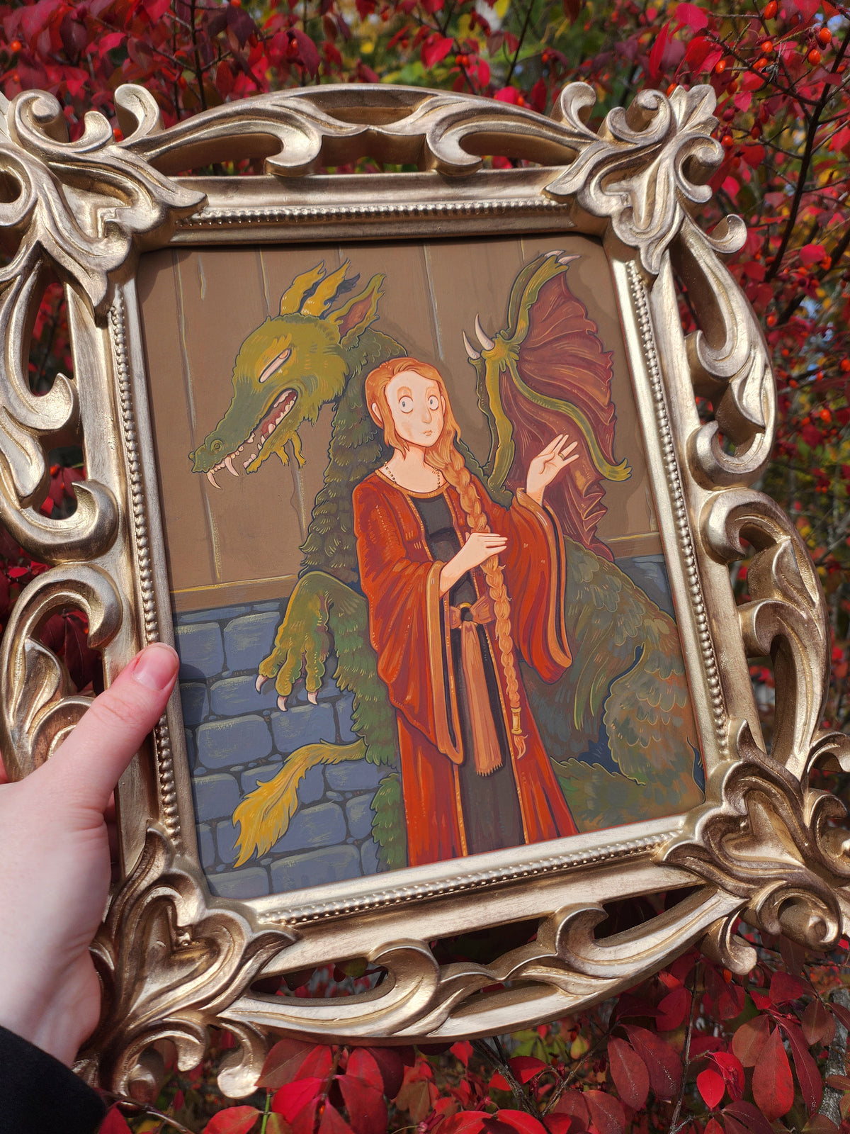 With the Dragon Gouache Original